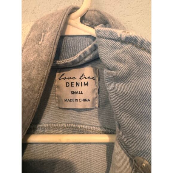 Love Tree Women's Size Small Hooded Denim Jacket Gray - Picture 3 of 3